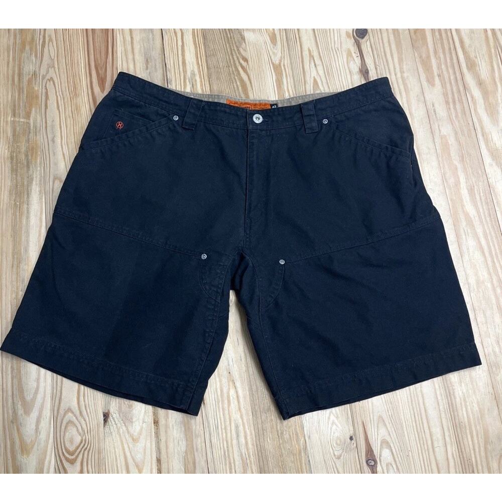 Jesse James Workwear Shorts Washed Duck Mid Weight Canvas Loop Black Men's 42